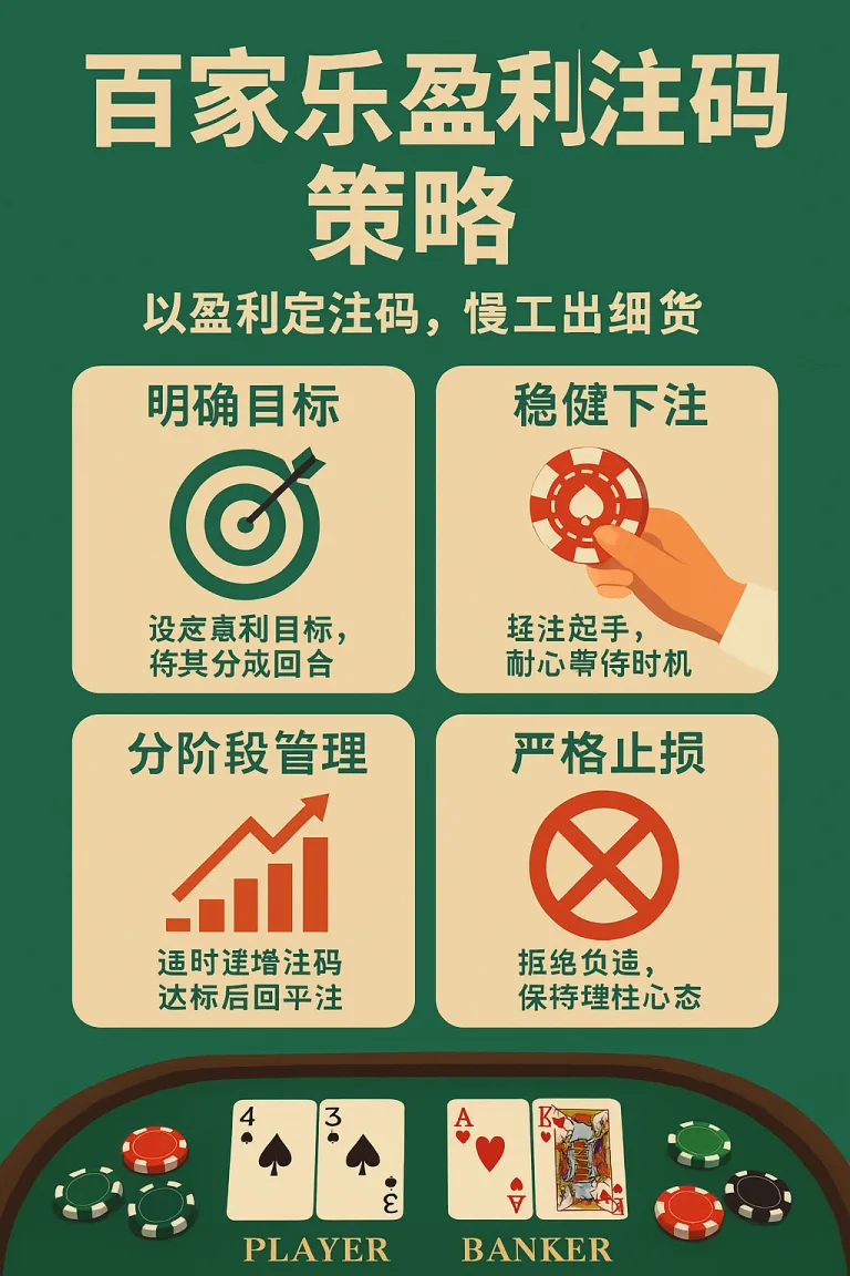 百家乐盈利注码策略：以盈利定注码，慢工出细货稳健致胜
